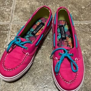 Pink and blue Sperry,  kids size 4.5.